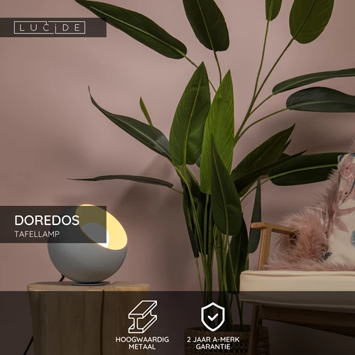 Lucide DOREDOS - Tafellamp - Ø 20 cm - 1xE27 - Pastel blauw - USP